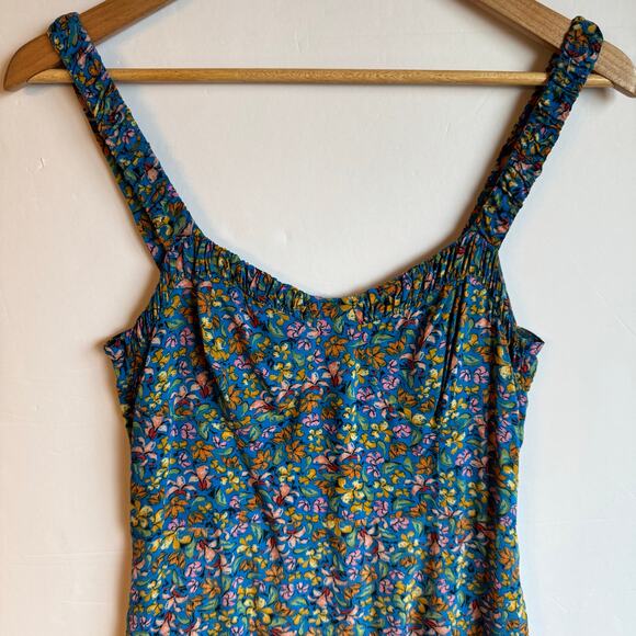 Zara Floral Midi Dress Feminine Flowy Spring Lightweight Small Blue Pink - Picture 4 of 13